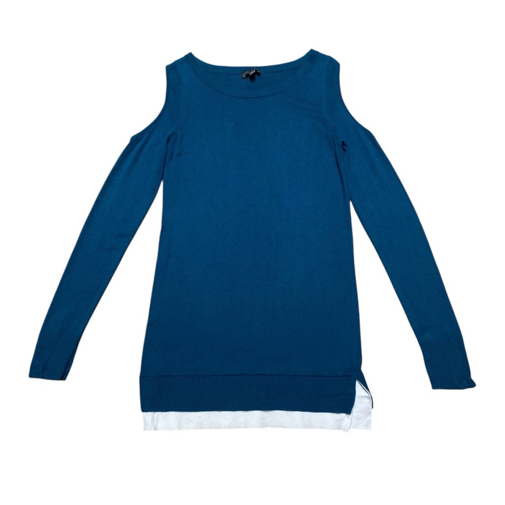 The Limited Sweater Women’s S Cold Shoulder Teal Crewneck Long Sleeve Casual Top